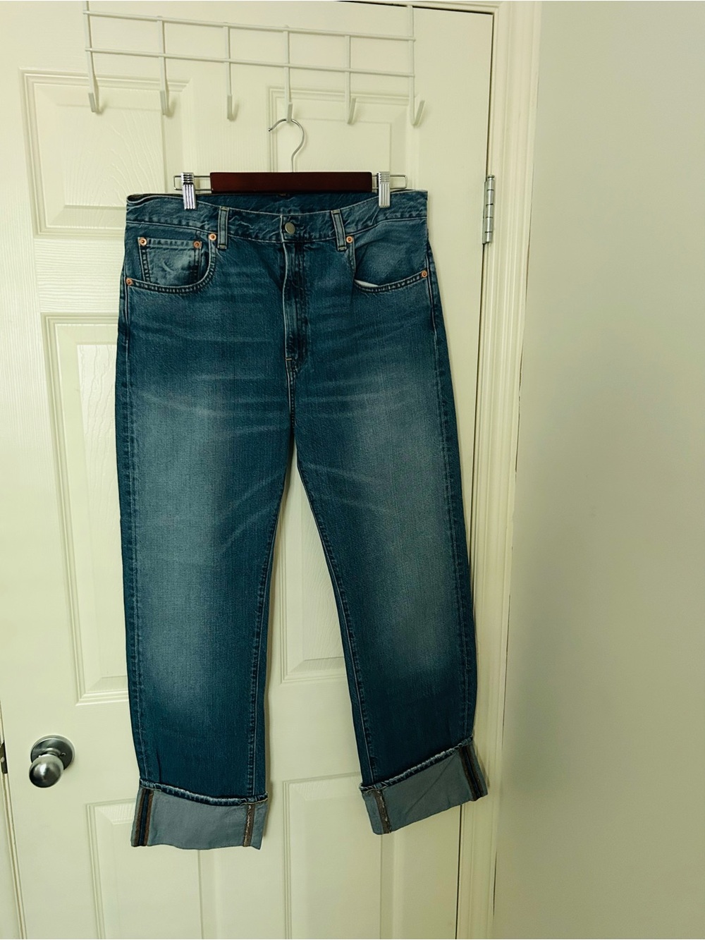 Anthropologie Wythe Indigo Straight-Leg Cuffed Jeans